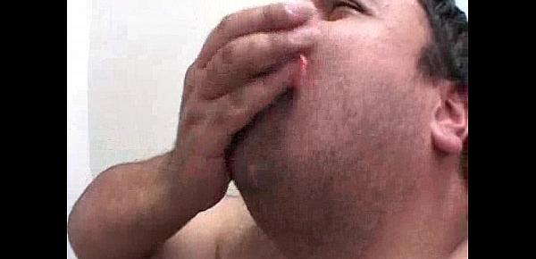  Naked Fat Guy Eats And Get Blown